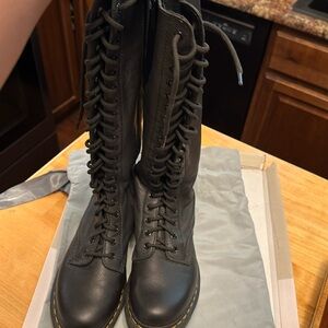 Dr. Martens knee high combat boots, lace up size 8